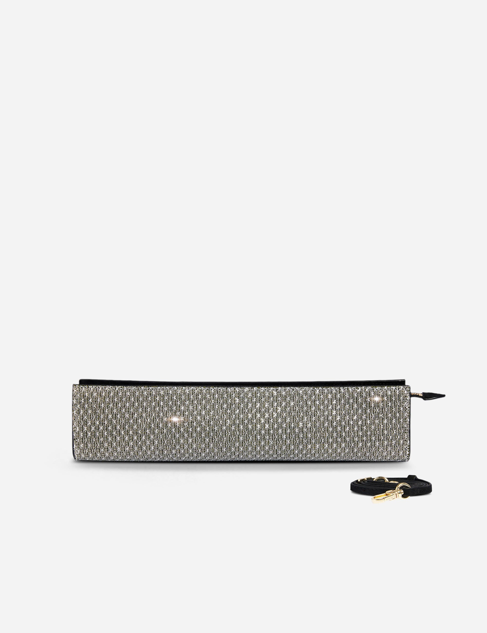 Pencil Box Silver Mesh & Black Suede