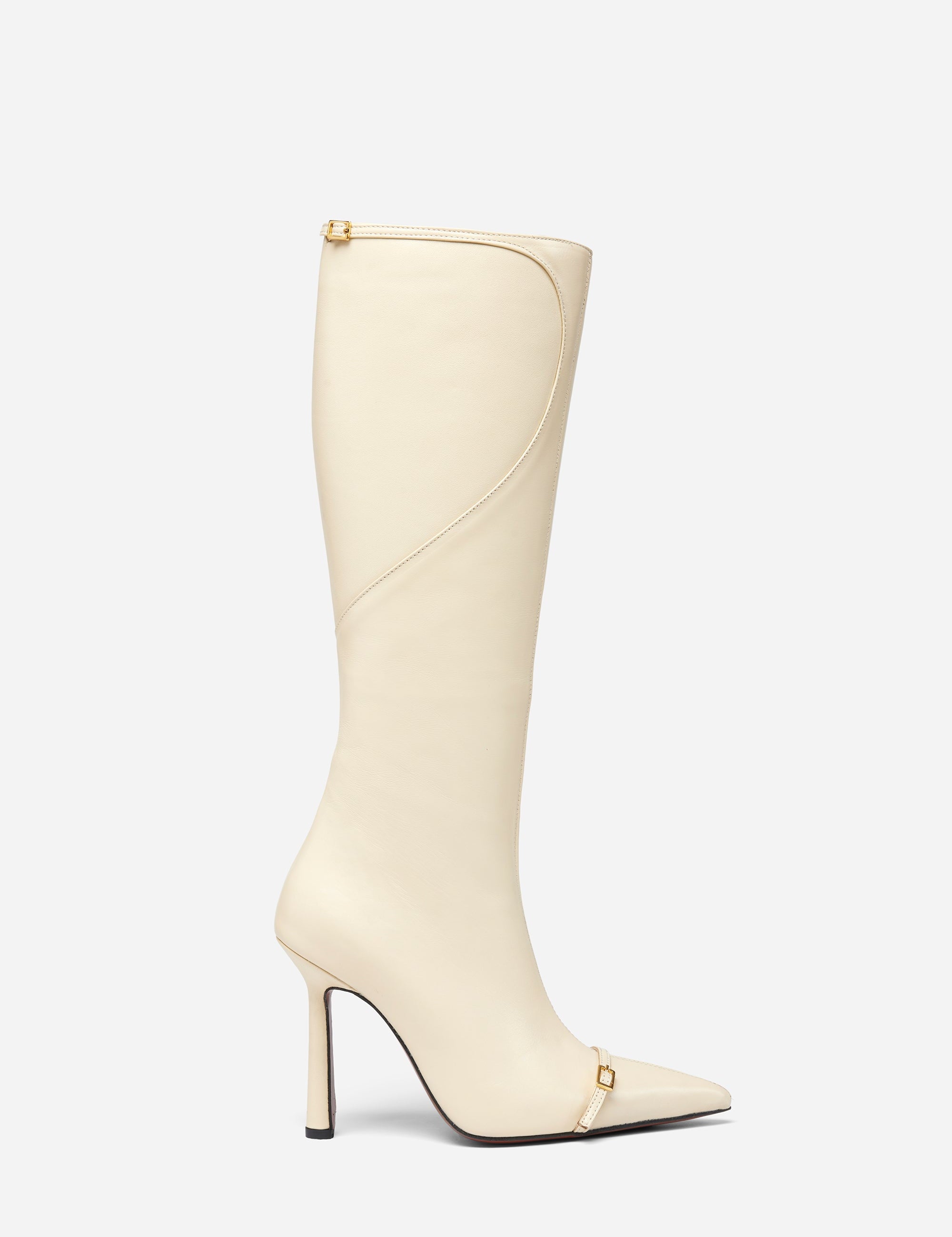Knee High Pointy Toe Boots Vanilla