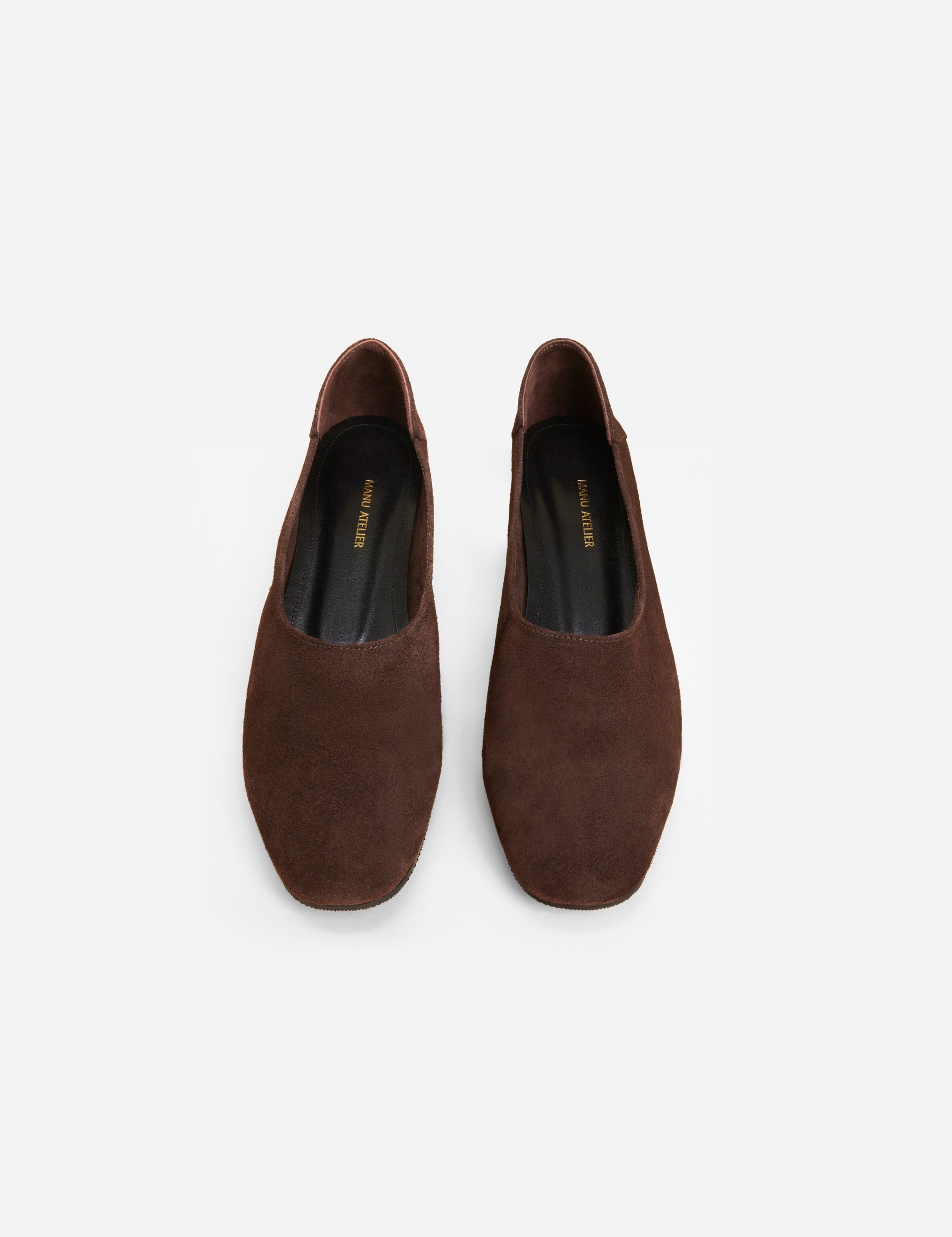 Manu Ballet Flats Deep Brown Suede Front