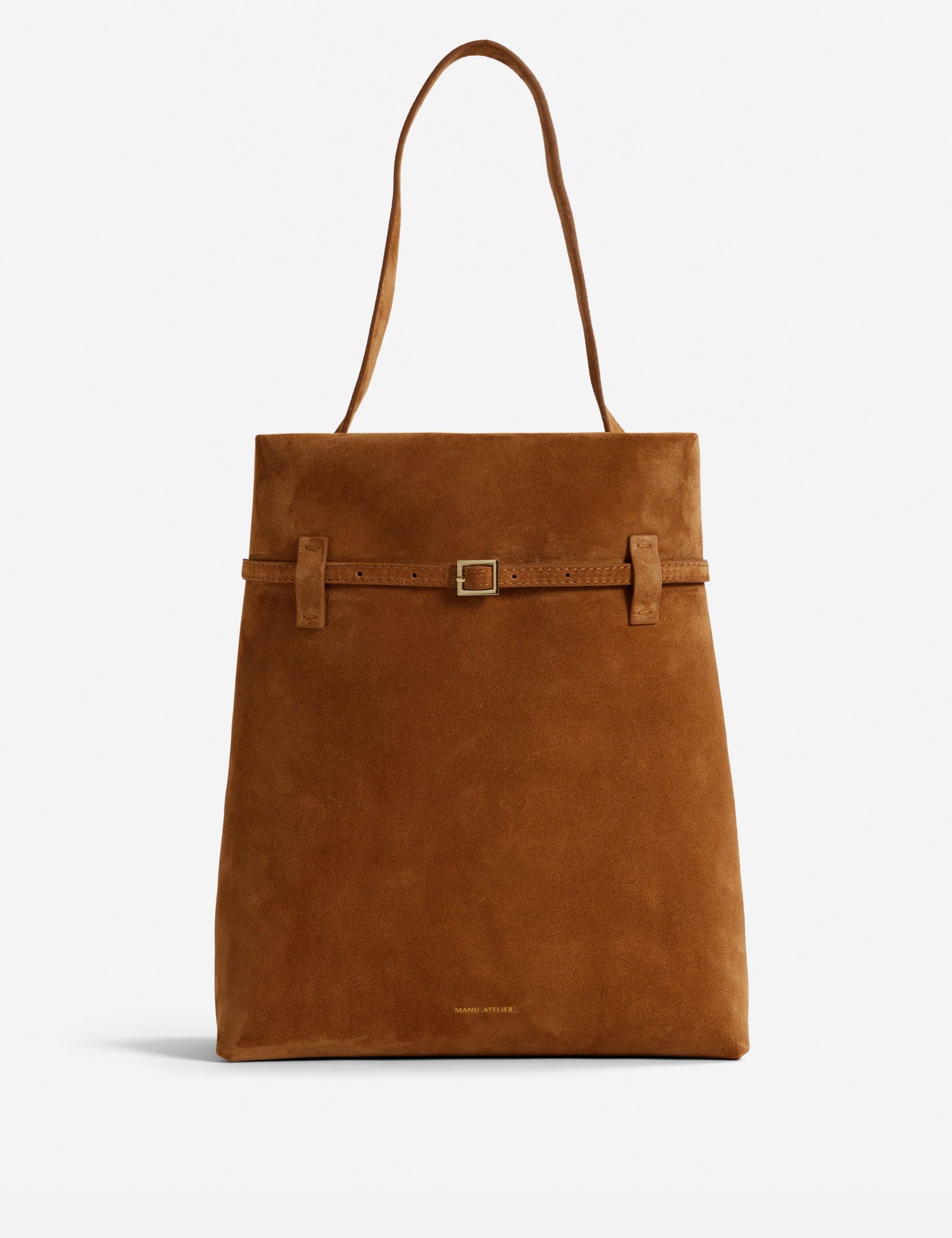 Tote du Jour Camel Suede Front