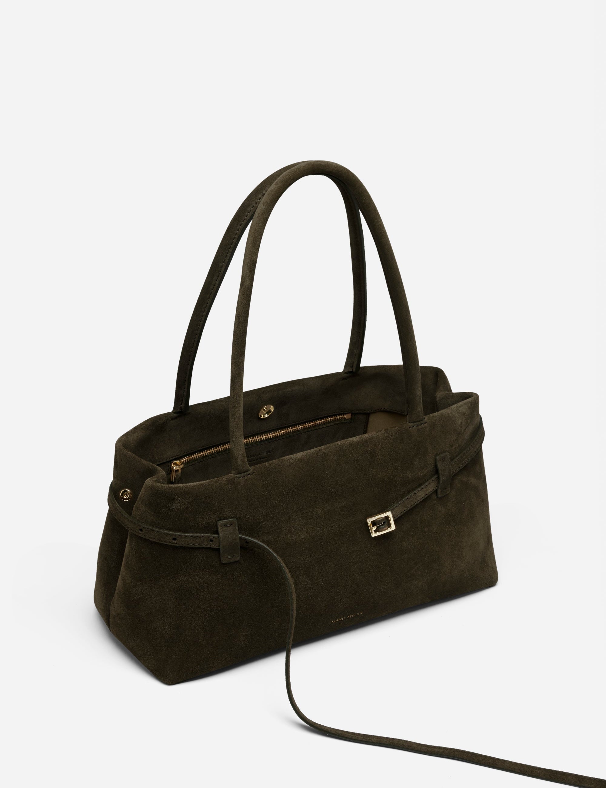 Le Cambon East West Tobacco Green Suede Inside